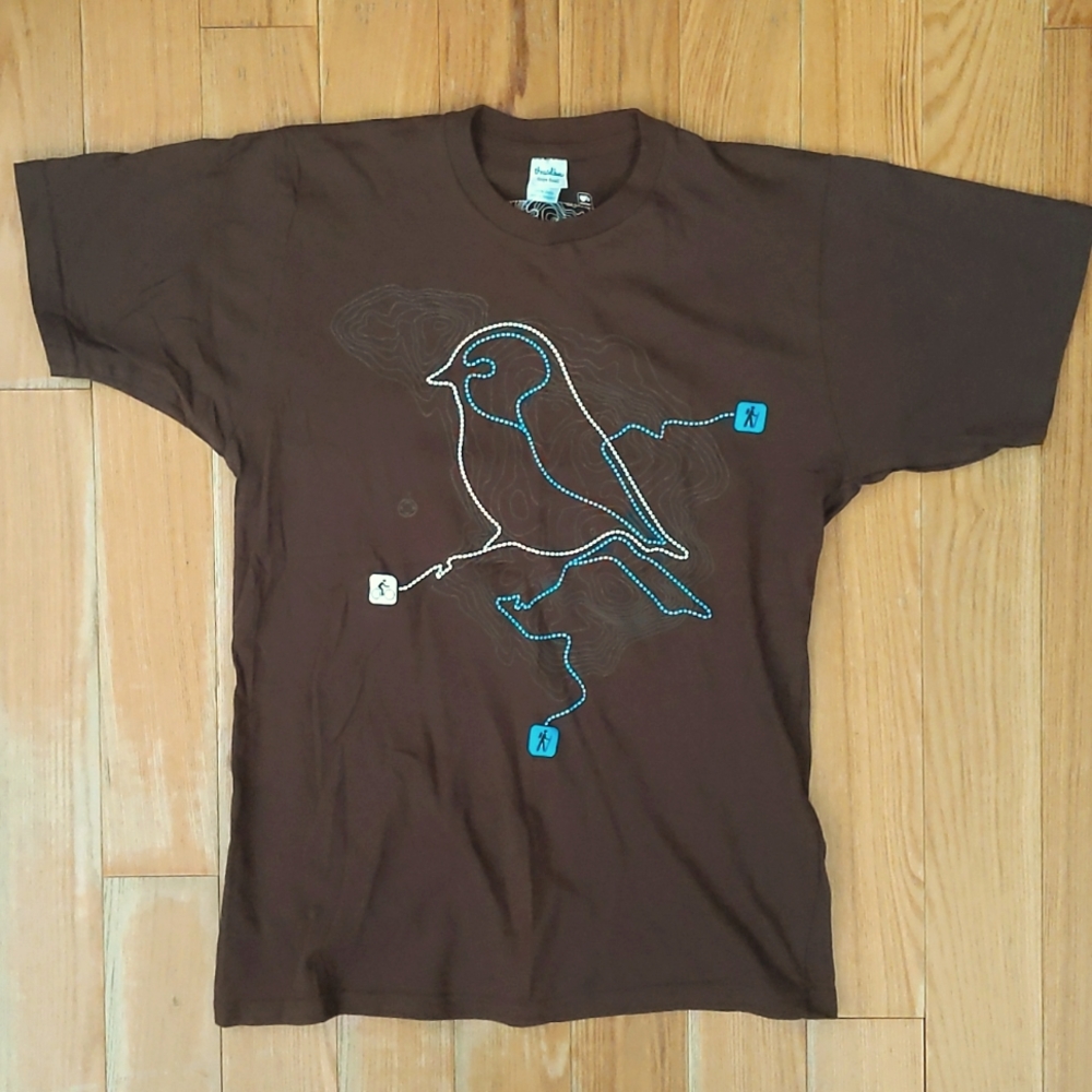 Threadless Graphic Tshirt Bird Map Motifs Brown Men's Small